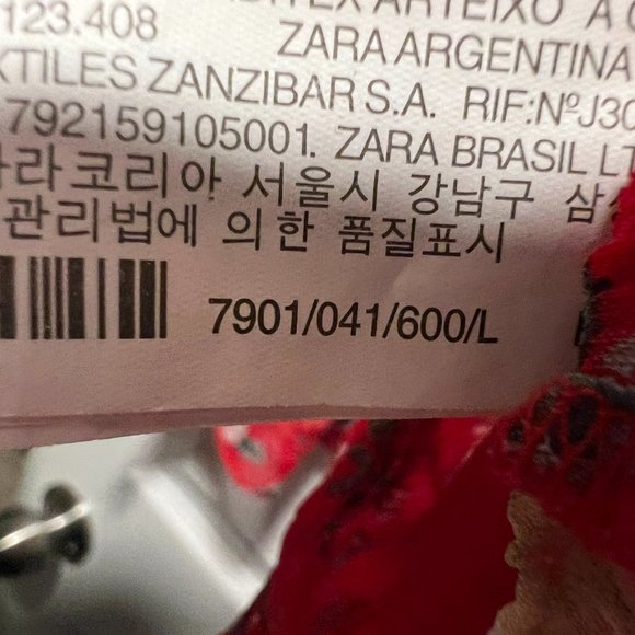 Zara Red Cold Shoulder Floral Top Sz Large - Picture 4 of 5